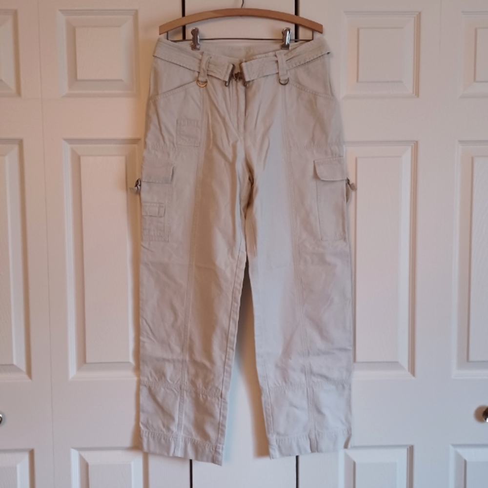 100% Cotton Jones New York Signature Women's 10 White Cargo Pants, Straight Leg